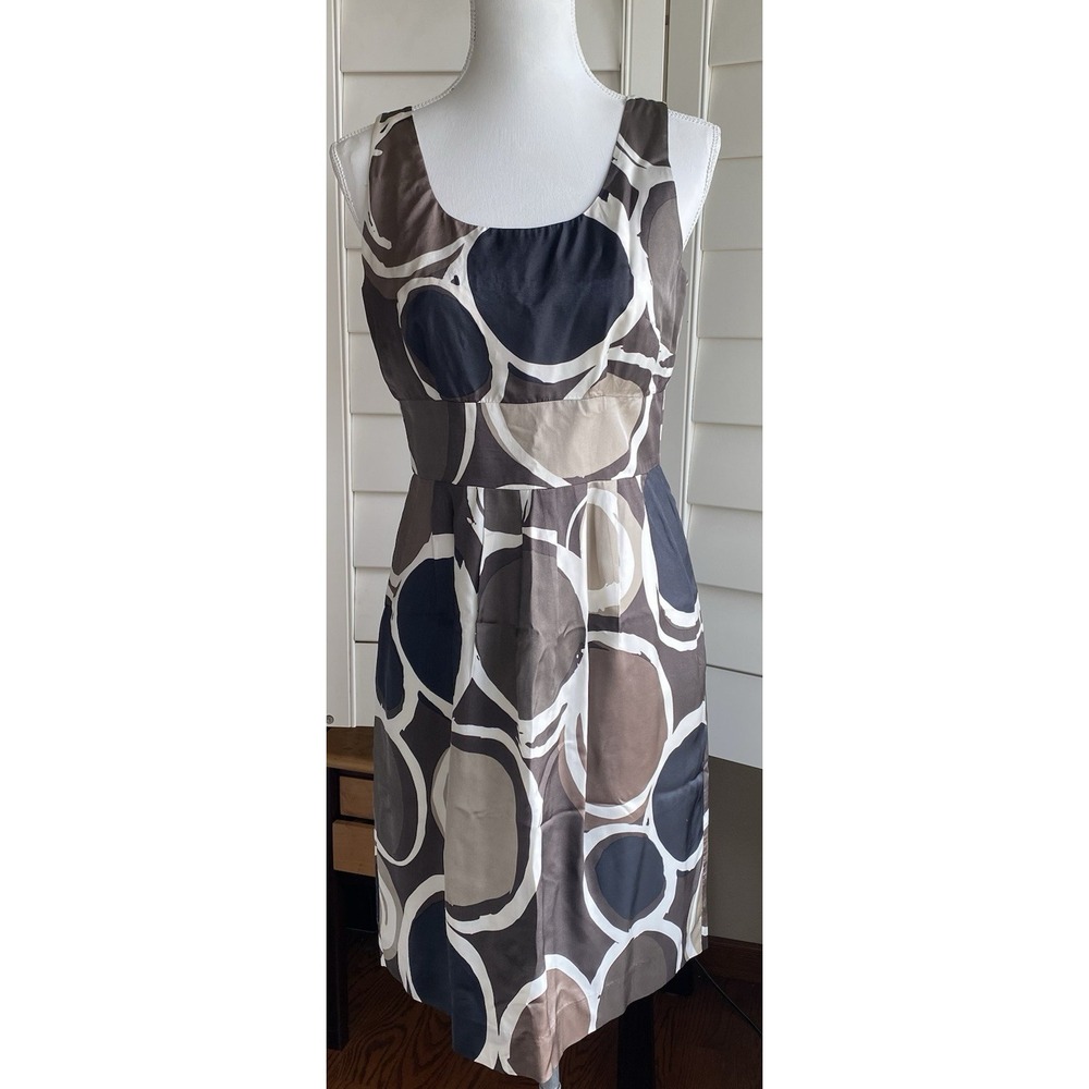 Banana Republic Fit & Flare Dress Women 6 Brown Black Tank Sleeveless Geometric
